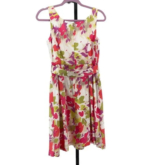 Josephine Studio Floral Sleeveless Dress Womens 4 P Fit & Flare Scooped Cotton - Picture 2 of 7